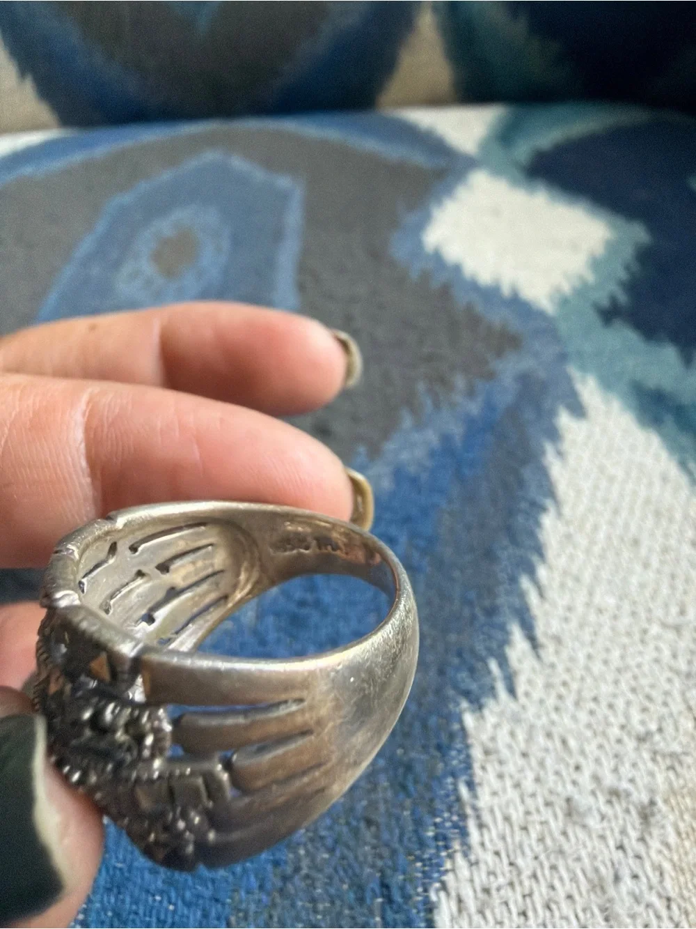 Vintage sterling silver  Multi-Row Silver Ring with Marcasite Details